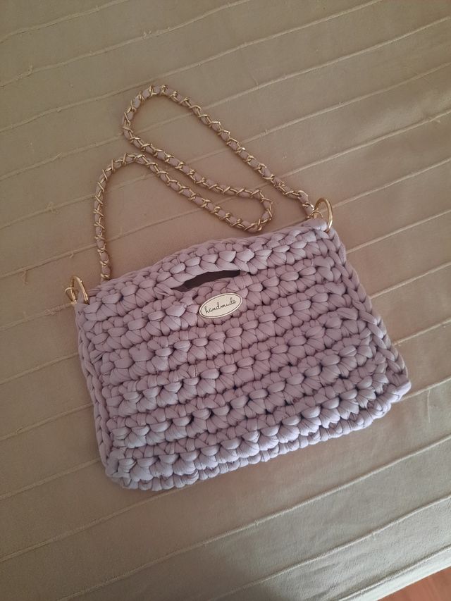 Bolso crochet rosa malva