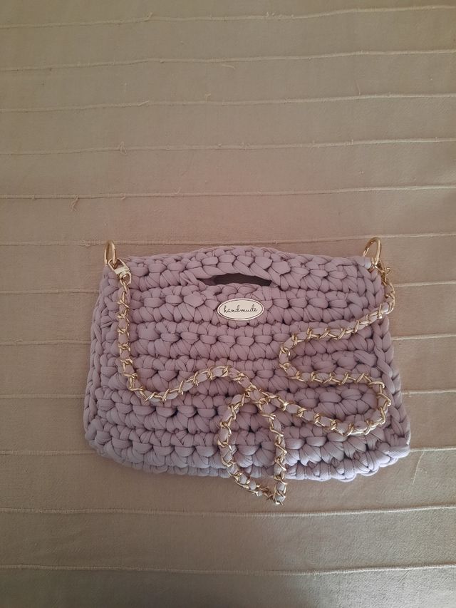 Bolso crochet rosa malva