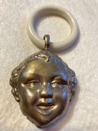 Sonajero antiguo bebé plata