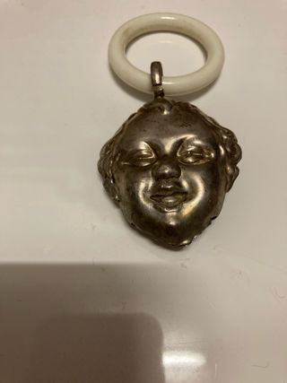Sonajero antiguo bebé plata