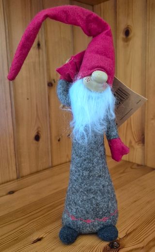 Gnomo Natale feltro grigio-rosso