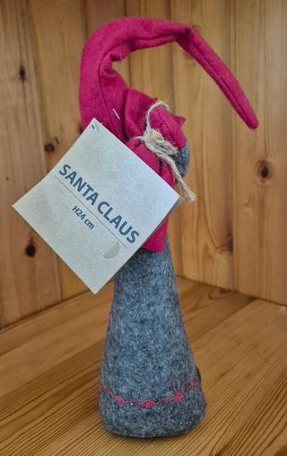 Gnomo Natale feltro grigio-rosso