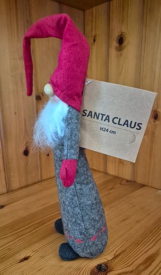 Gnomo Natale feltro grigio-rosso