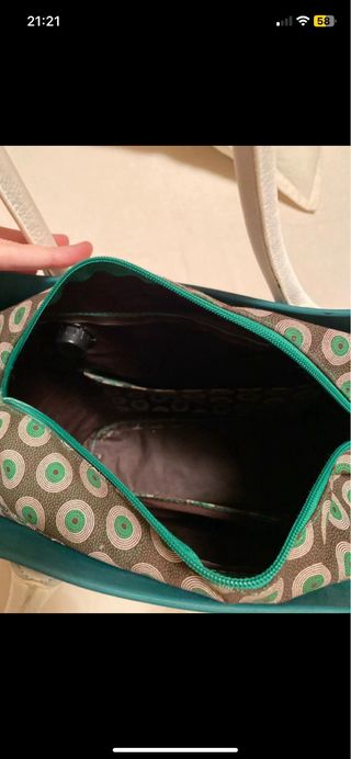 O bag - borsa teal e bianca