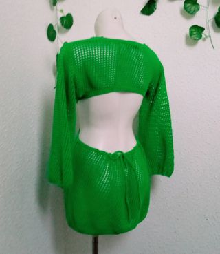 Vestido crochet verde playa