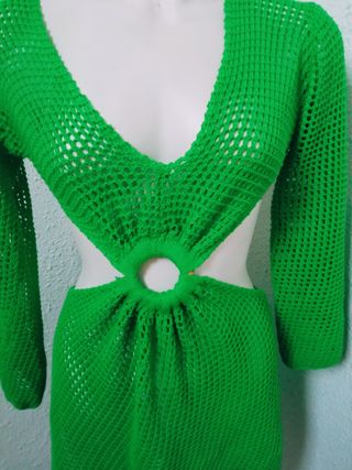 Vestido crochet verde playa