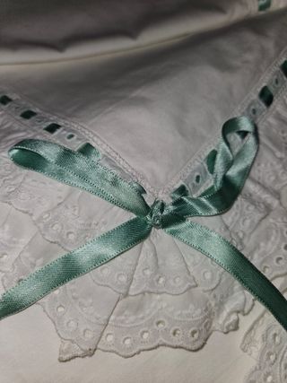 Completo letto matrimoniale cotone bianco e verde 