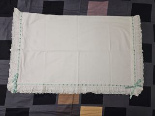 Completo letto matrimoniale cotone bianco e verde 