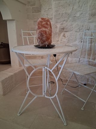 Tavolino metallo bianco giardino