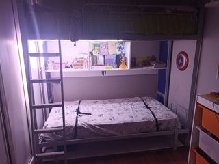Litera abatible c/escritorio - azul y blanca