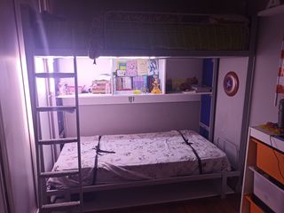 Litera abatible c/escritorio - azul y blanca