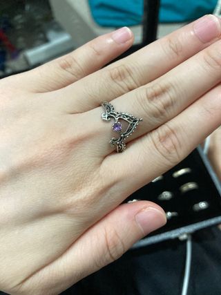 Anillo plata corazón morado