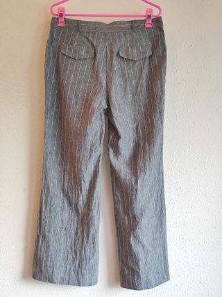 Pantalón lino rayas gris Camaïeu vintage