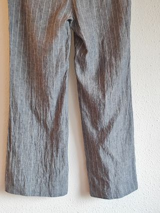Pantalón lino rayas gris Camaïeu vintage