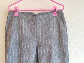Pantalón lino rayas gris Camaïeu vintage