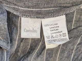 Pantalón lino rayas gris Camaïeu vintage