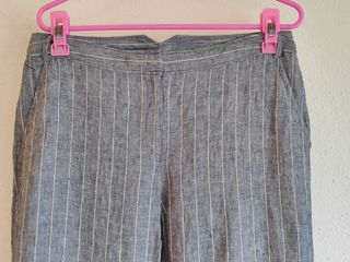 Pantalón lino rayas gris Camaïeu vintage