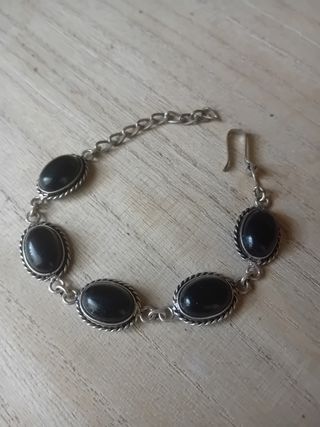 Bracciale argento con pietre nere onice 