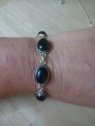 Bracciale argento con pietre nere onice 