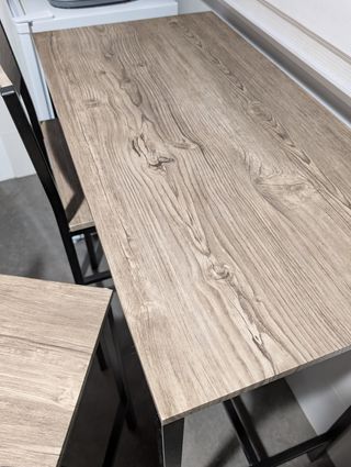 Mesa alta + 2 taburetes - Marrón grisáceo &Negro