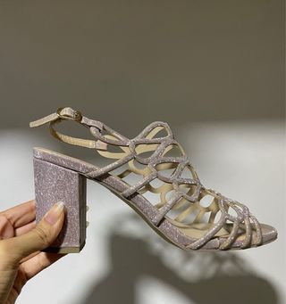 Sandalias de tacón Menbur glitter rosa