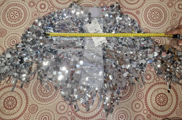 Chaquetilla lentejuelas plata XL