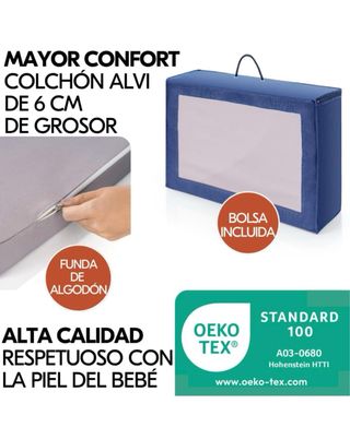 Cuna de viaje y colchón. usada una vez