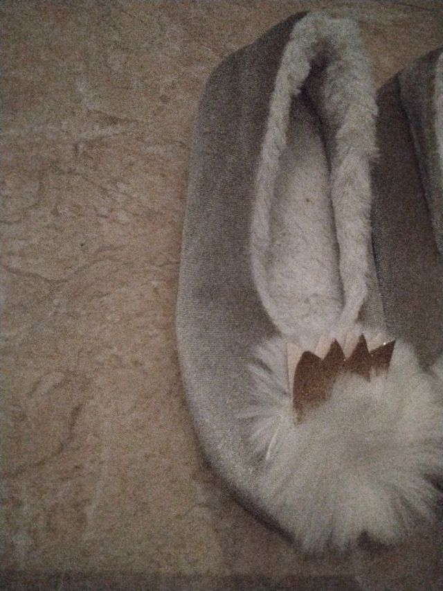 Pantuflas Invierno - Corona con brillantina dorada