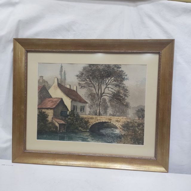  Marco dorado con paspartú y lámina .