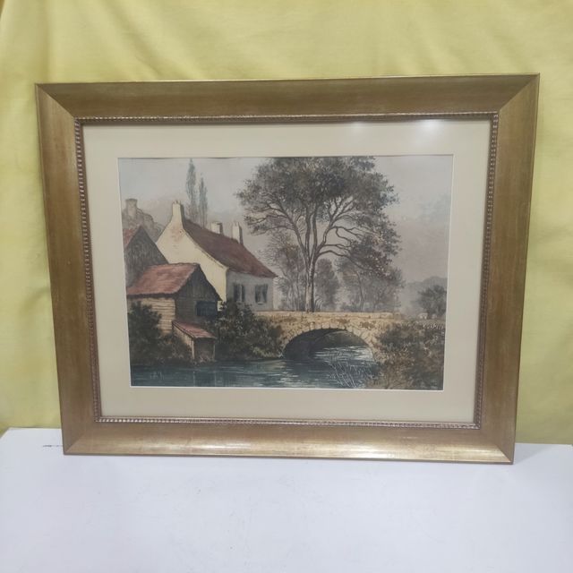  Marco dorado con paspartú y lámina .