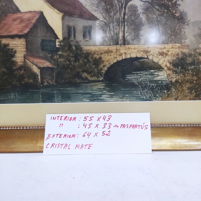  Marco dorado con paspartú y lámina .