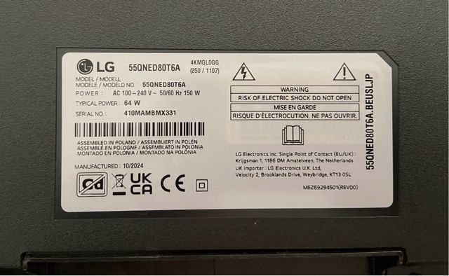 Placa base Tv LG 55QNED80T6A