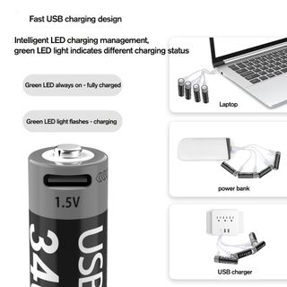 2 Pilas Recargables AA USB 3400mWh
