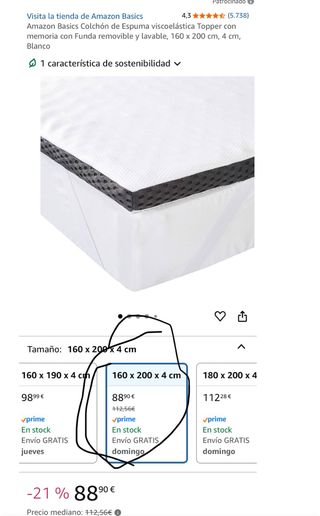 Topper viscoelástico 160x200x4cm NUEVO!