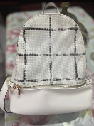 Mochila blanca cuadros - Nueva