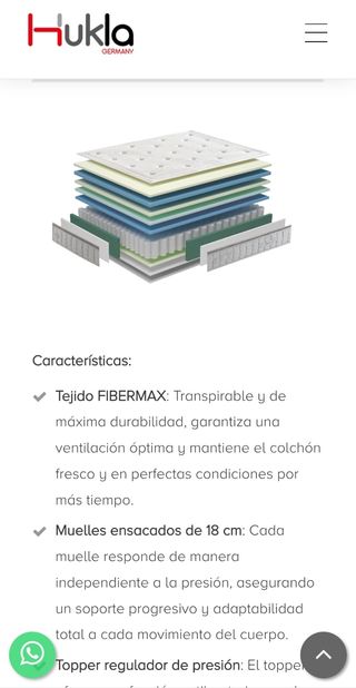 COLCHÓN HUKLA GERMANY 150x190x29 SEMINUEVO