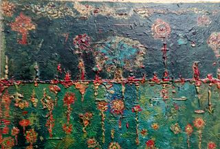 Pittura astratta su legno