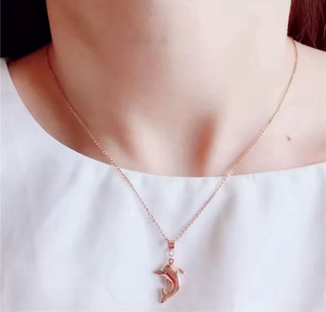Collana con Delfino placcata Oro Rosa 14k