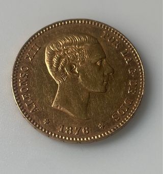 Moneda 25 Pesetas España oro.  1876. 18/76.