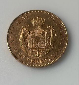 Moneda 25 Pesetas España oro.  1876. 18/76.