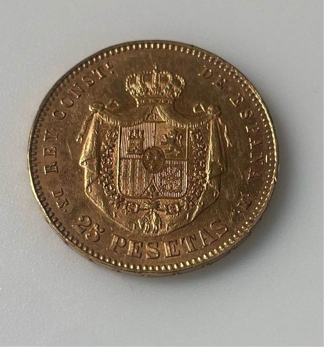 Moneda 25 Pesetas España oro.  1876. 18/76.