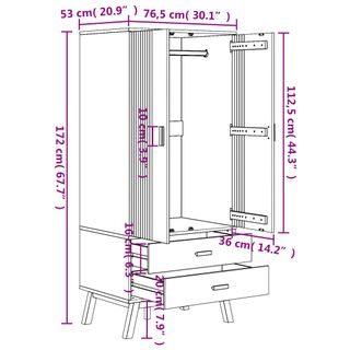 vidaXL Armario OLDEN madera maciza de pino marrón