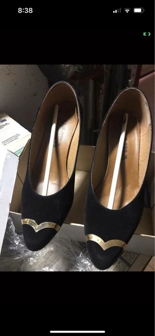 Zapatos ante negros dorados -talla 36