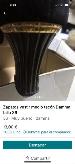 Zapatos ante negros dorados -talla 36