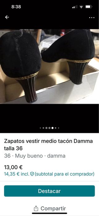 Zapatos ante negros dorados -talla 36