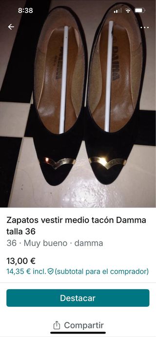 Zapatos ante negros dorados -talla 36