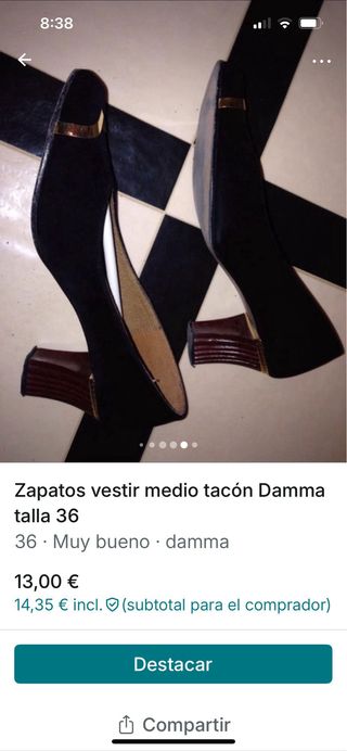 Zapatos ante negros dorados -talla 36