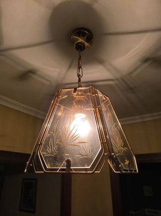 Lámpara techo vintage cristal dorada