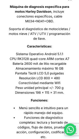 DISPOSITIVO  DIAGNOSIS PARA HARLEY DAVIDSON .