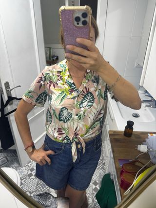 Blusa ONLY rosa estampada